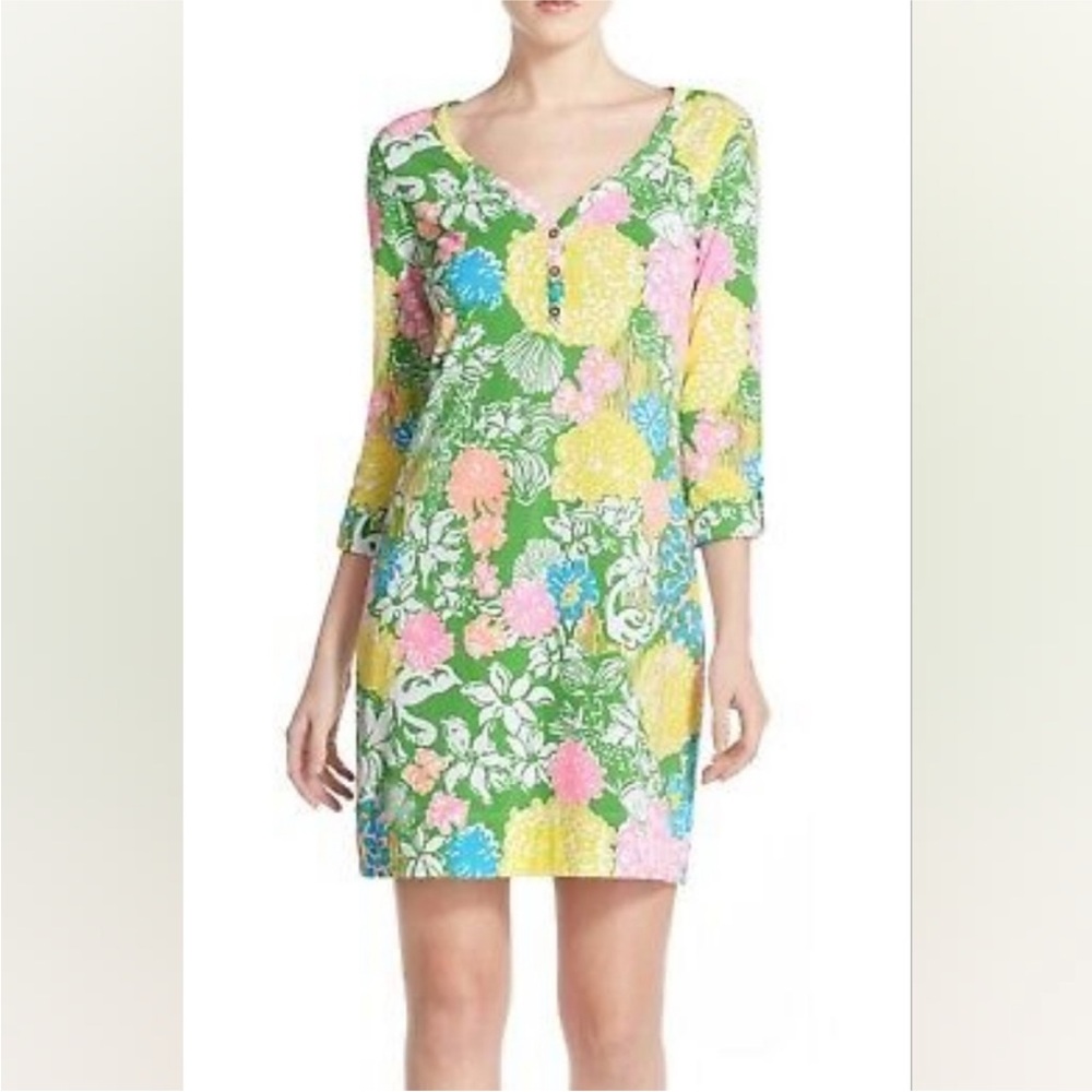 Lilly Pulitzer palmetto hibiscus floral dress size small women’s green